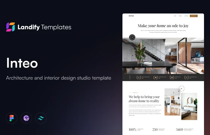 Inteo - Architecture and Interior Design Studio Template  - Free Figma Template