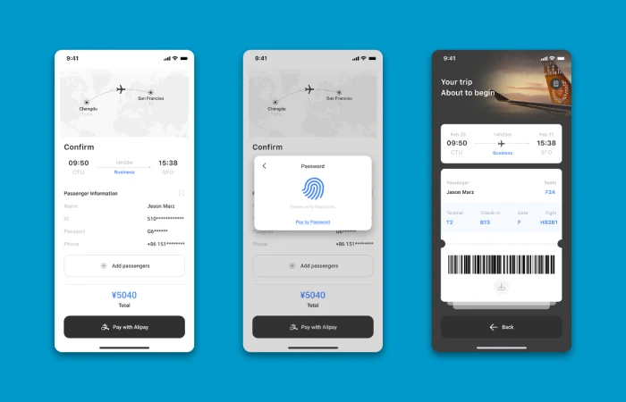 Interface/booking ticket/exercise  - Free Figma Template