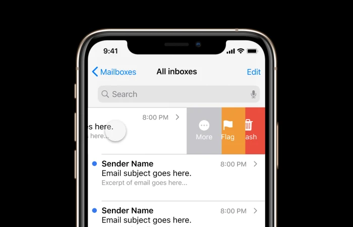 iOS Mail swipe interaction  - Free Figma Template