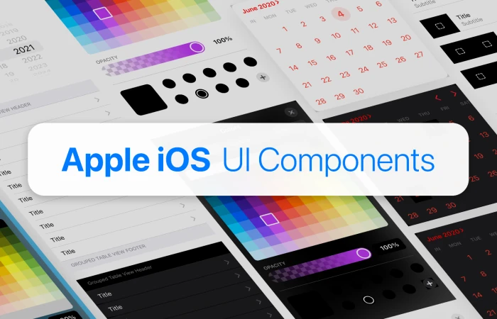 iOS UI Components - Controls (Calendar, Color Picker, Table)  - Free Figma Template