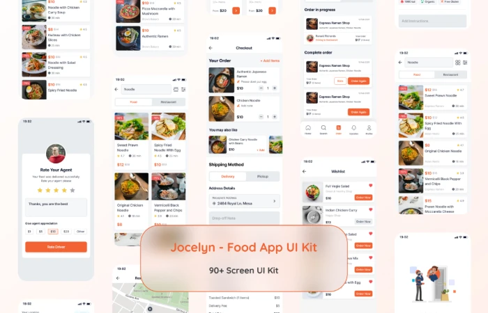 Jocelyn - Food App UI Kit  - Free Figma Template