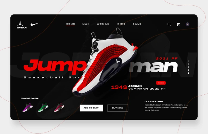 Jordan Shoes Website Design Concept UI  - Free Figma Template