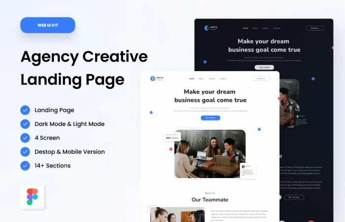 Landing Page (Creative Agency)  - Free Figma Template