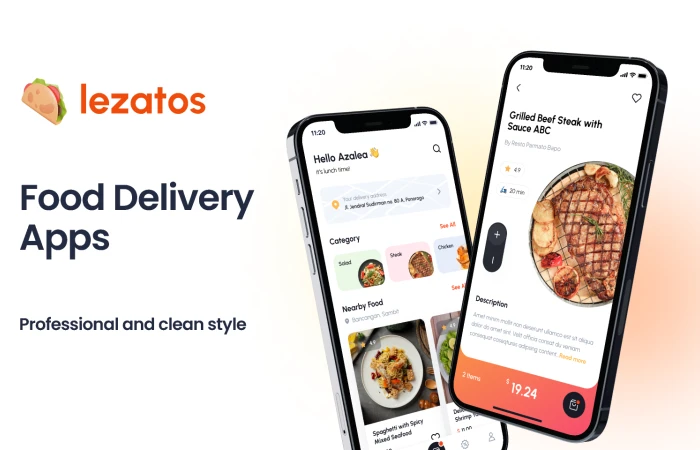 Lezatos - Food Delivery App Preview  - Free Figma Template