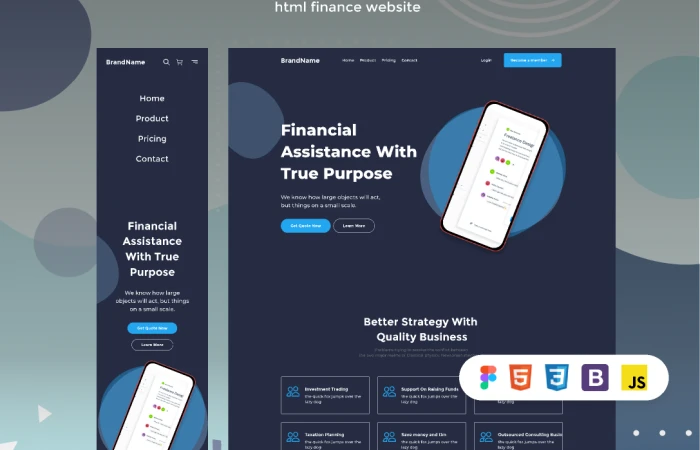 lfinance - Dark html finance website  - Free Figma Template