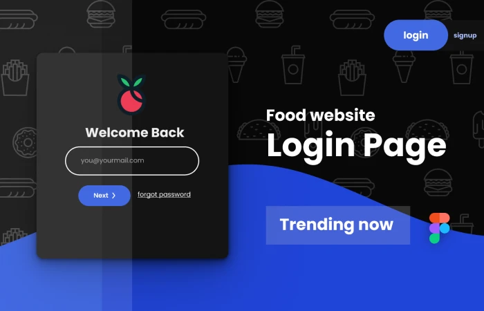 Login page : Food Website  - Free Figma Template
