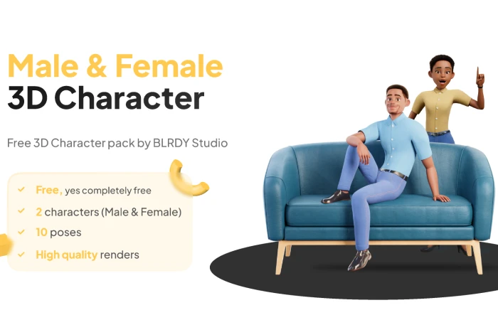 Male & Female 3D Character  - Free Figma Template