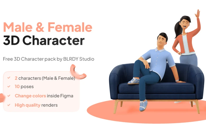 Male & Female 3D Character Pack  - Free Figma Template