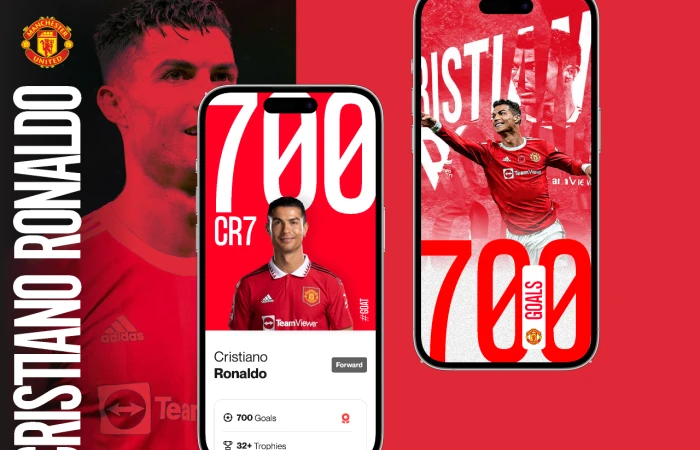 Man Utd App -Ronaldo 700 Goals Celebration  - Free Figma Template