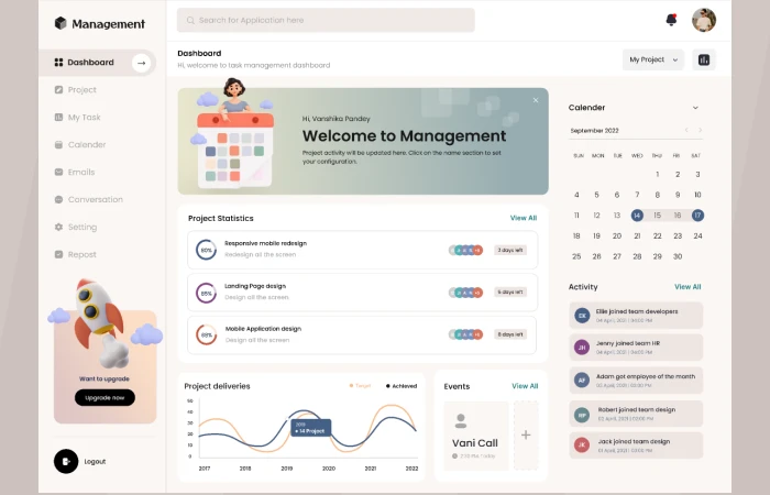 Management dashboard  - Free Figma Template