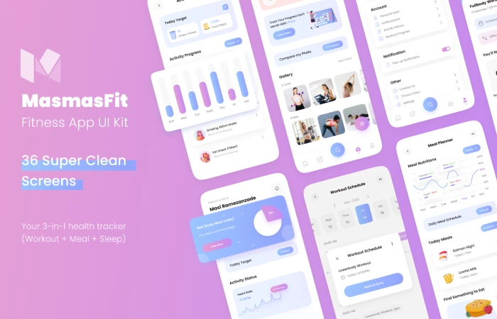 MasmasFit - Fitness App UI Kit  - Free Figma Template