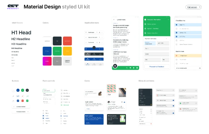 Material Design UI kit - Components library  - Free Figma Template