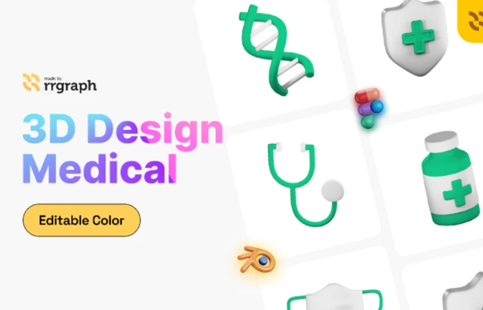 Medical Editable 3D Icon Pack  - Free Figma Template