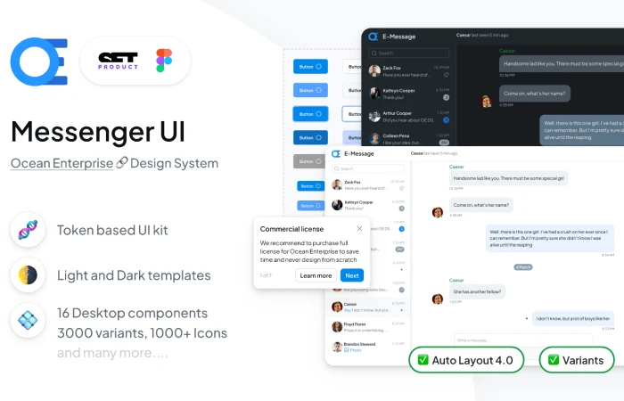 Messenger UI design template  - Free Figma Template