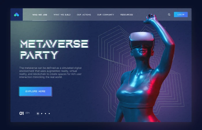 Metaverse Party - Landing Page  - Free Figma Template