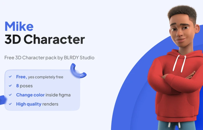 Mike 3D Character  - Free Figma Template