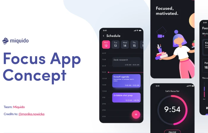 Miquido - Focus App Concept  - Free Figma Template