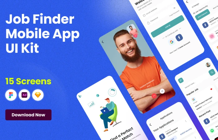 Mobile App UI kit  - Free Figma Template