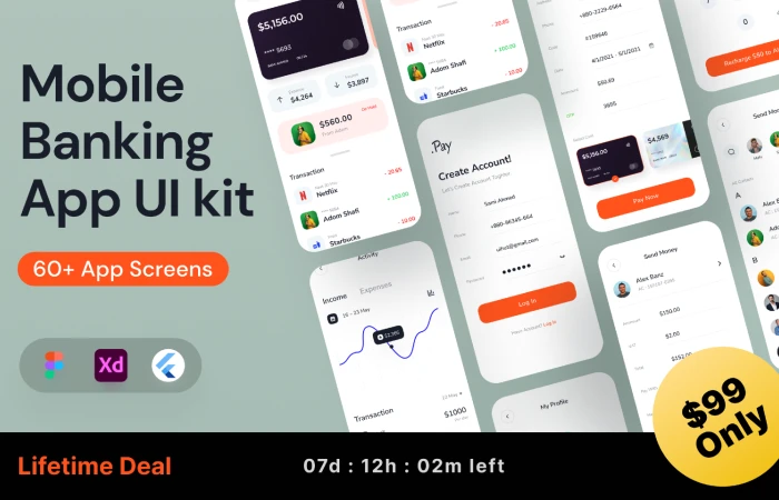 Mobile Banking App UI kit  - Free Figma Template