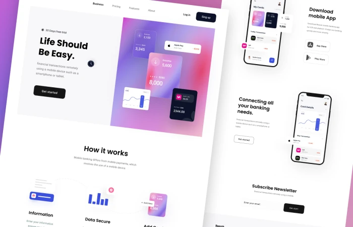 Mobile Banking Landing Page  - Free Figma Template