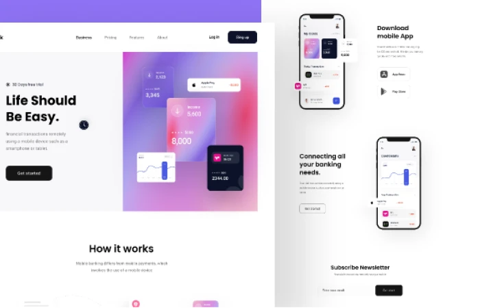 Mobile Banking website Landing Page  - Free Figma Template