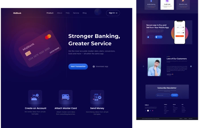 Mobile Banking Website Landing Page Design  - Free Figma Template
