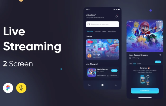 Mobile Live Streaming App  - Free Figma Template