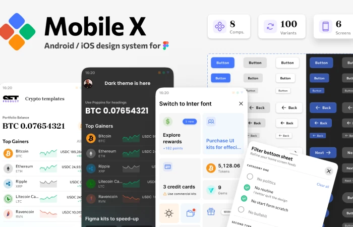 Mobile X design system (free)  - Free Figma Template