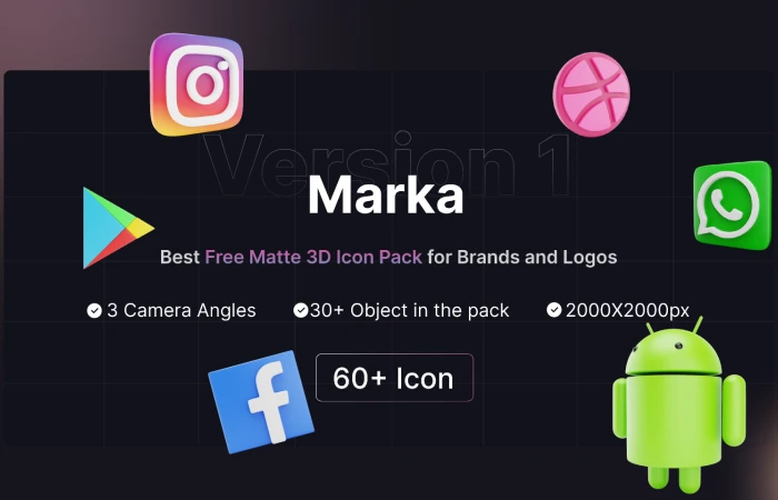 Mrka  Best Free 3D Icon Pack for Brands and Logos  - Free Figma Template