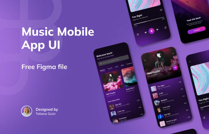 Music Mobile App UI  - Free Figma Template