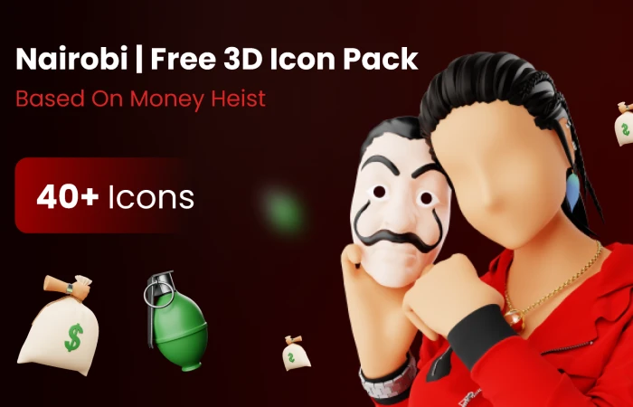 Nairobi | Free 3D Icon Pack Based On Money Heist  - Free Figma Template