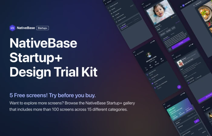 NativeBase Startup+ Design Trial Kit  - Free Figma Template