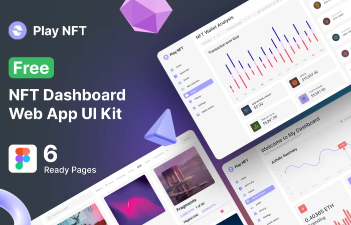 NFT Dashboard Web App UI Kit  - Free Figma Template