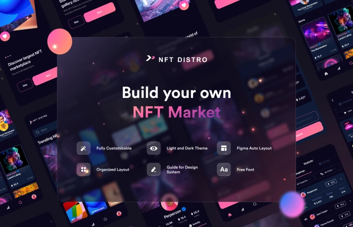 NFT Distro - NFT Market UI Design Kit  - Free Figma Template