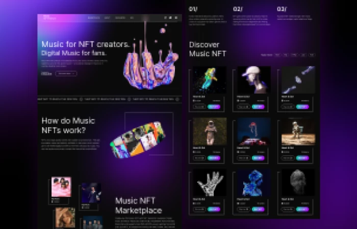NFT for Music Creators with Prototype  - Free Figma Template