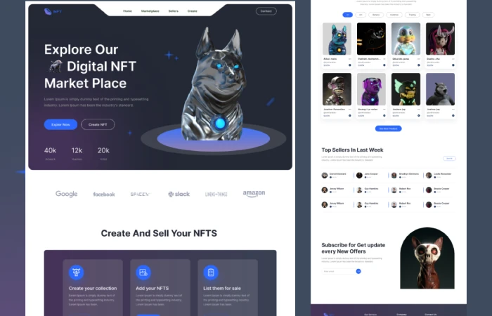 NFT Marketplace Website Design  - Free Figma Template