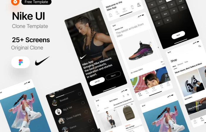 Nike App iOS Clone UI Template  - Free Figma Template