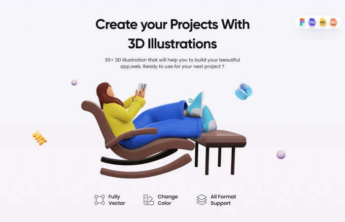 Online 3D Education Illustration  - Free Figma Template