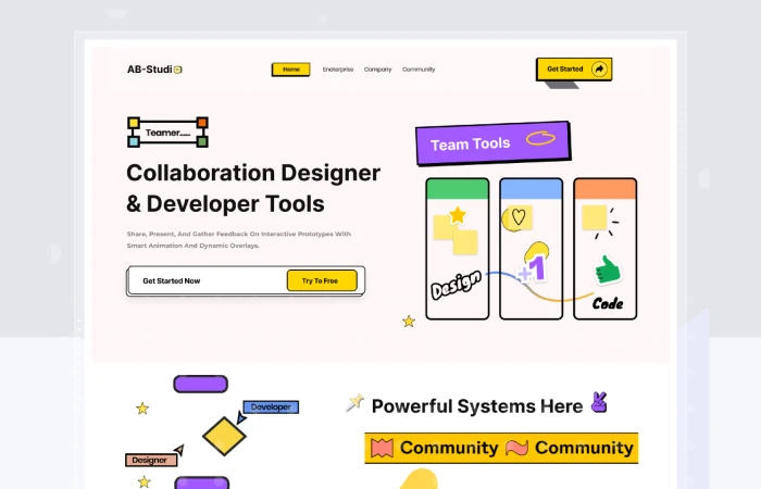 Online Collaborative website design  - Free Figma Template