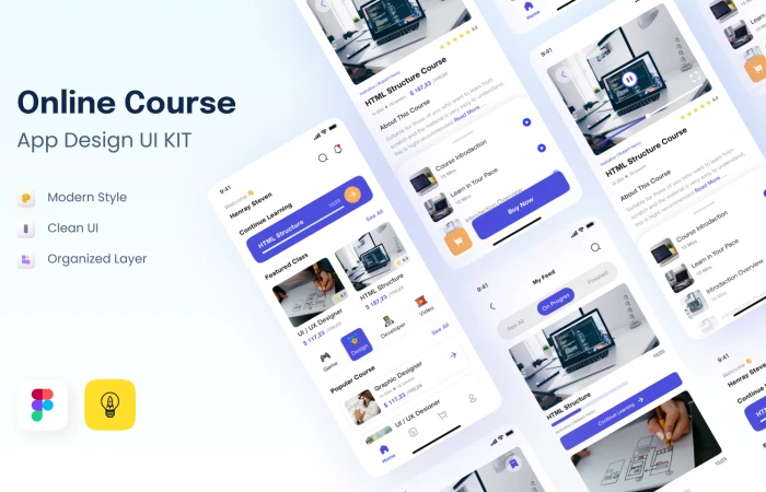 Online Course App Design - Only $5  - Free Figma Template
