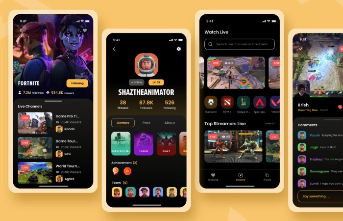 Online Game Streaming Mobile App  - Free Figma Template