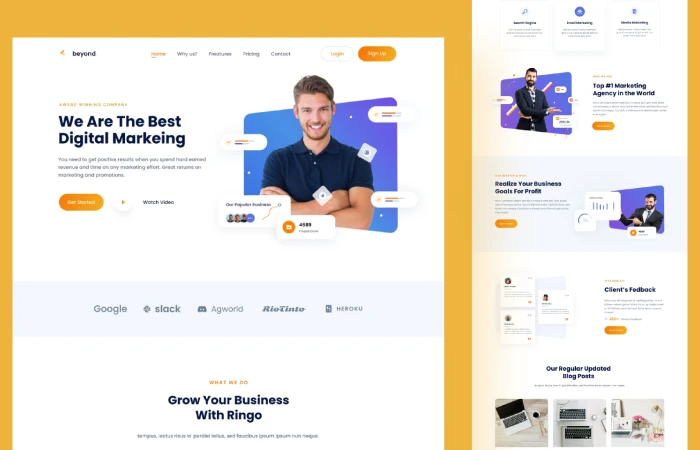 Online Marketing Landing page  - Free Figma Template