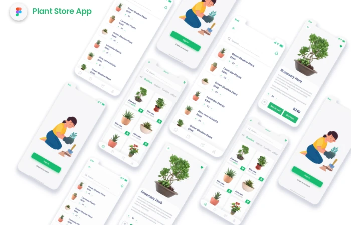 Online Plant E-Commerce iOS App Design  - Free Figma Template