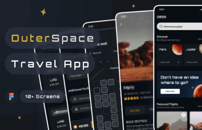 OuterSpace Travel Mobile App  - Free Figma Template