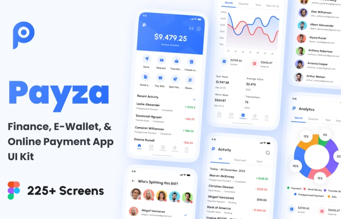 Payza - Finance, E-Wallet, & Online Payment App UI Kit  - Free Figma Template