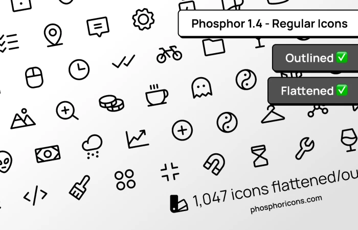 Phosphor Icons 1.4 - Regular - Outlined/Flattened  - Free Figma Template