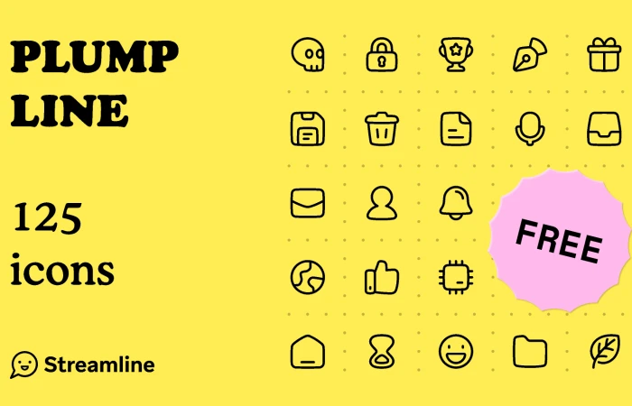 Plump Line Icon Set  - Free Figma Template