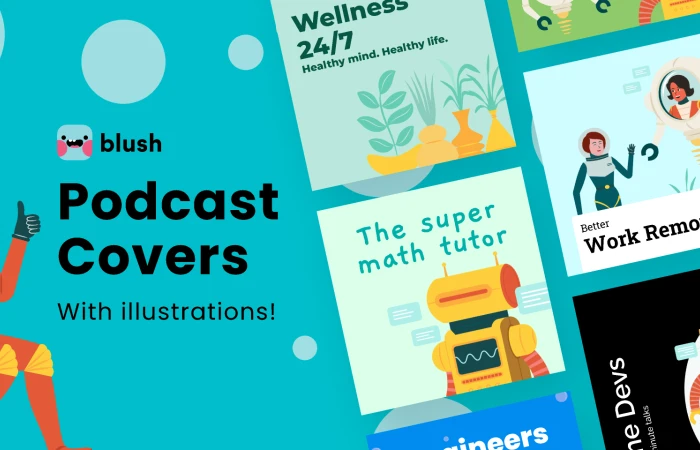 Podcast Covers with Illustrations  - Free Figma Template