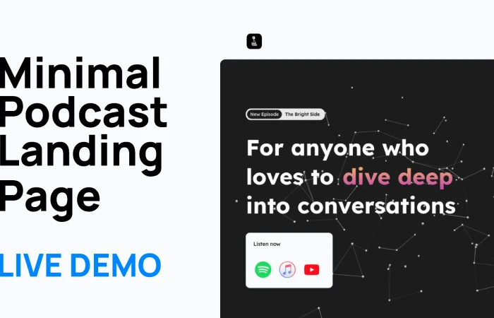 Podcast Design Landing Page  - Free Figma Template
