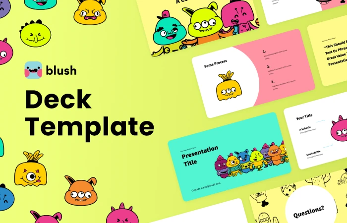 Presentation Template with Monsters Illustrations  - Free Figma Template